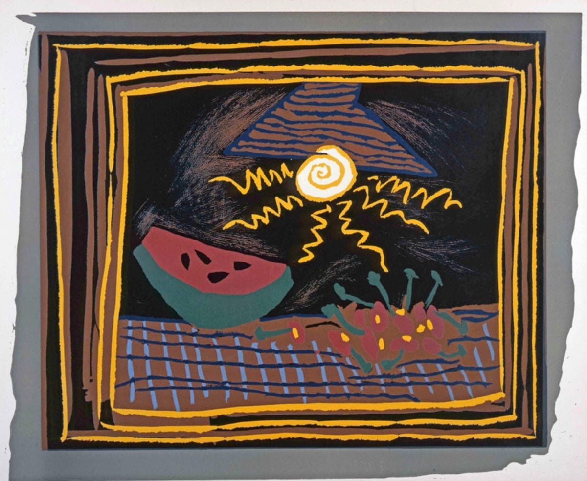 Pablo Picasso, Nature morte u00e0 la pastu00e8que, 1962, linocut print, 73 x 60 cm. Remai Modern Collection. Gift of the Frank and Ellen Remai Foundation, 2012. Image: u00a9 Estate of Pablo Picasso/SOCAN (2019).