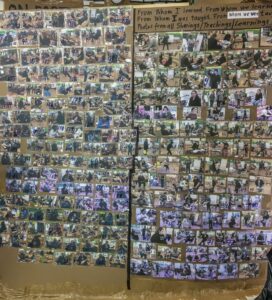 A photowall of everyone that hosted a talk as part of the exhibition