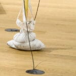 Walter Scott, Nadia (detail), 2018, tote bag, silicone, wood, metal rings, cord, acrylic, 44 x 8 x 16 inches. Photo: Blaine Campbell.