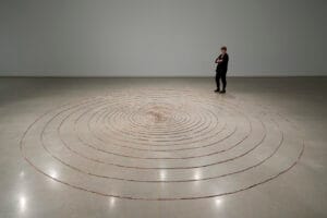 Faye HeavyShield, wave, 2018. Installation view, III: HeavyShield, Knowles, Cameron-Weir, Remai Modern, Saskatoon, 2018. Photo: Blaine Campbell.