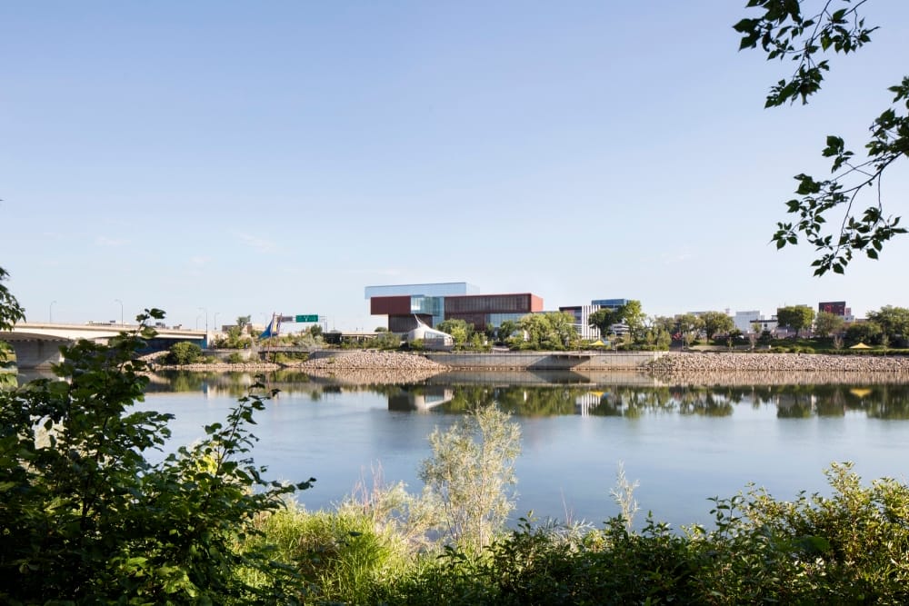 Exterior shot of Remai Modern and River