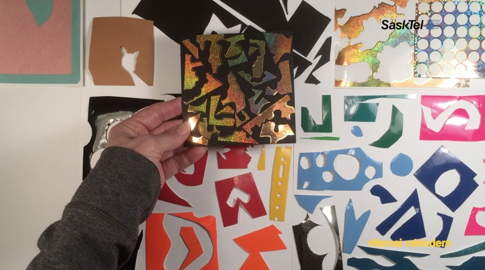 A photo of a collage craft work in progress