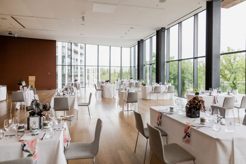 River view room set up for a banquer