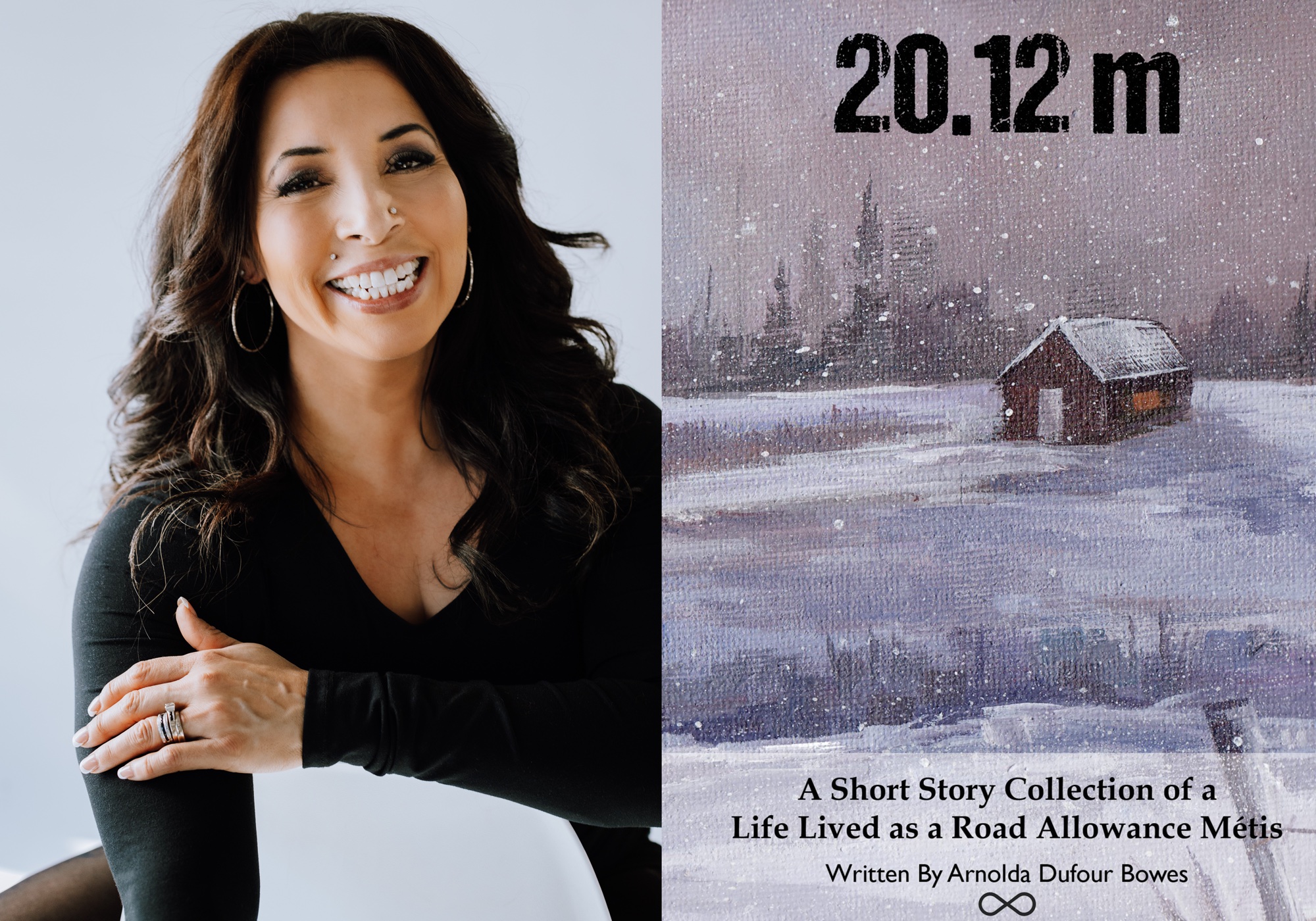 Photo of author Arnolda Dufour and book cover 20.12m