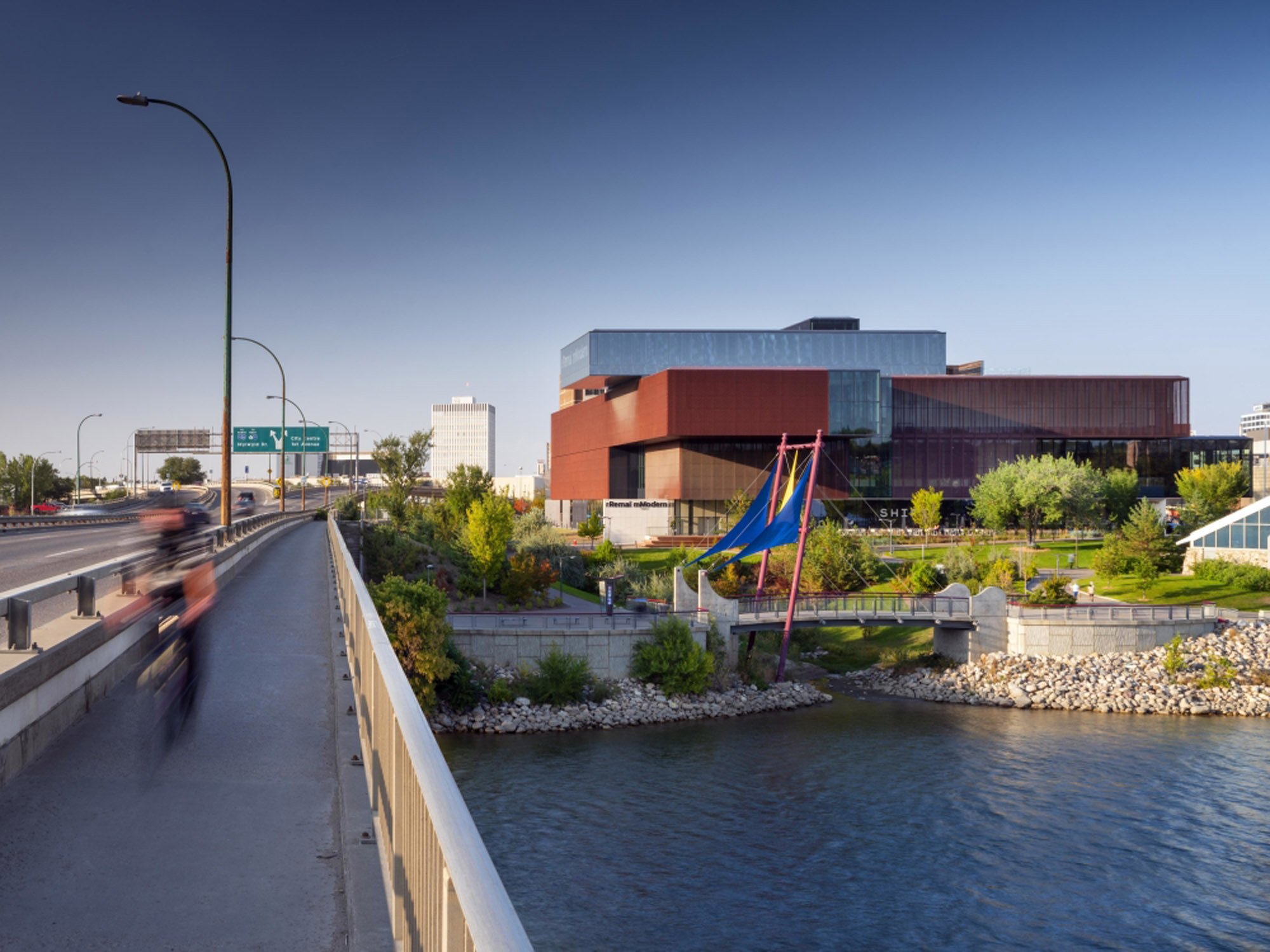 An exterior shot of Remai Modern in the summer time